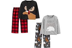 Boys' 4-Piece Christmas Pajama Set: Festive Sleepwear for a Joyous Holiday