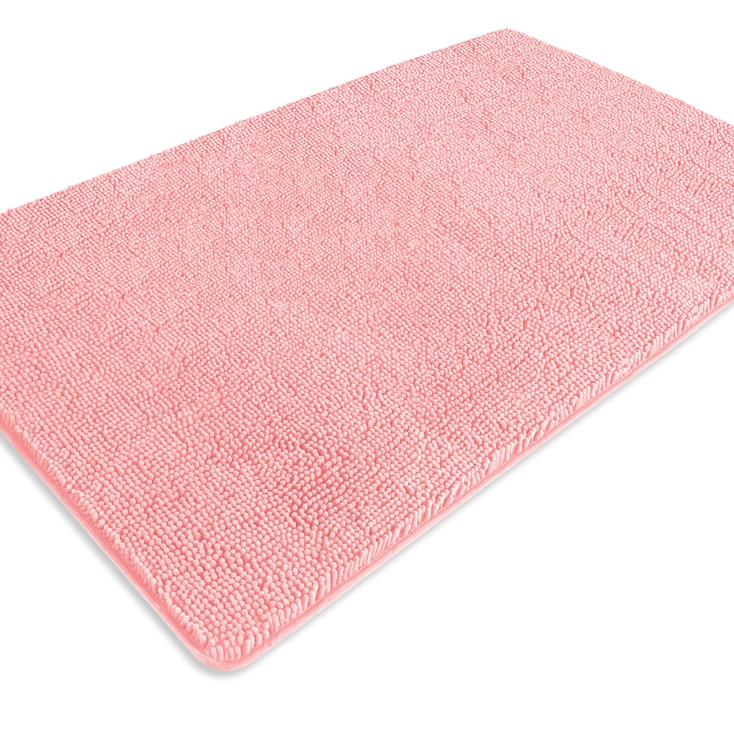 Tapis de douche absorbant et antidérapant grand format rose lavable