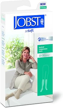 JOBST 120223 soSoft Compression Sock, Brocade, Knee High, 20-30mmHg, Black, Large