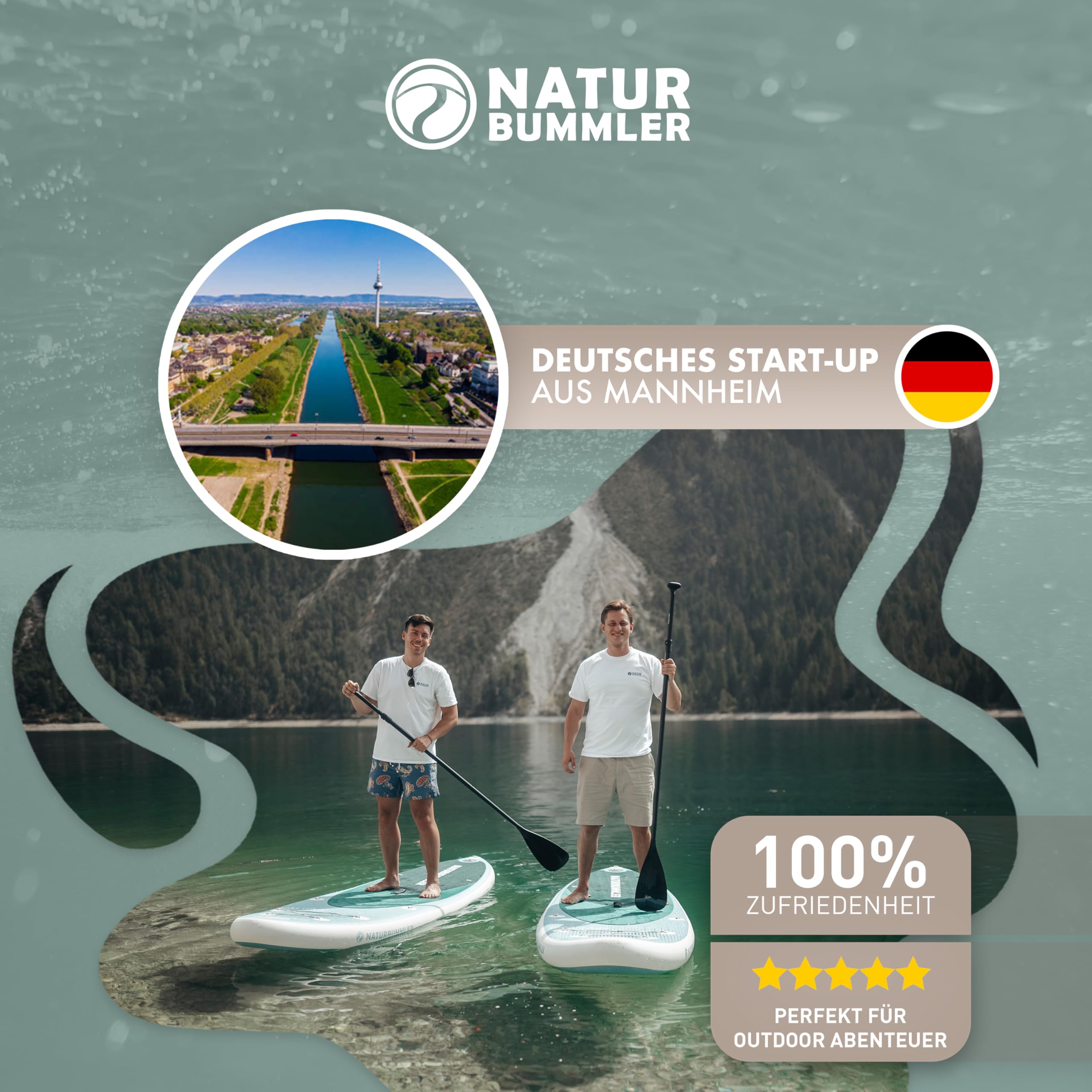 NATURBUMMLER SUP Paddel [2-in-1] Doppelpaddel – Ultraleicht & stufenlos verstellbar – Aluminium Paddel mit T-Griff für Stand Up Paddling & Kajak – Zubehör für Dein Wasserabenteuer (Schwarz)