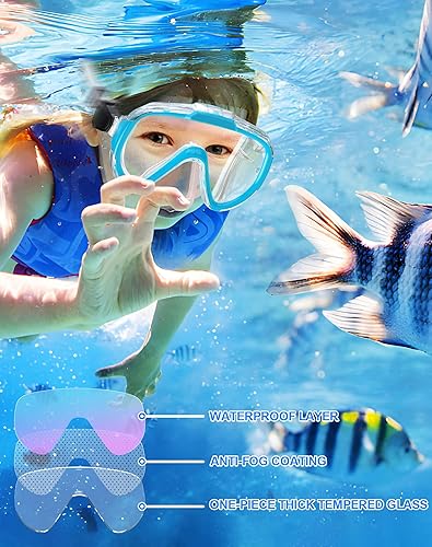 Miniatura 4 de Norabidea Gafas de natación para adultos y niños, gafas de natación antivaho con cubierta para la nariz, sin fugas, máscara de buceo transparente de