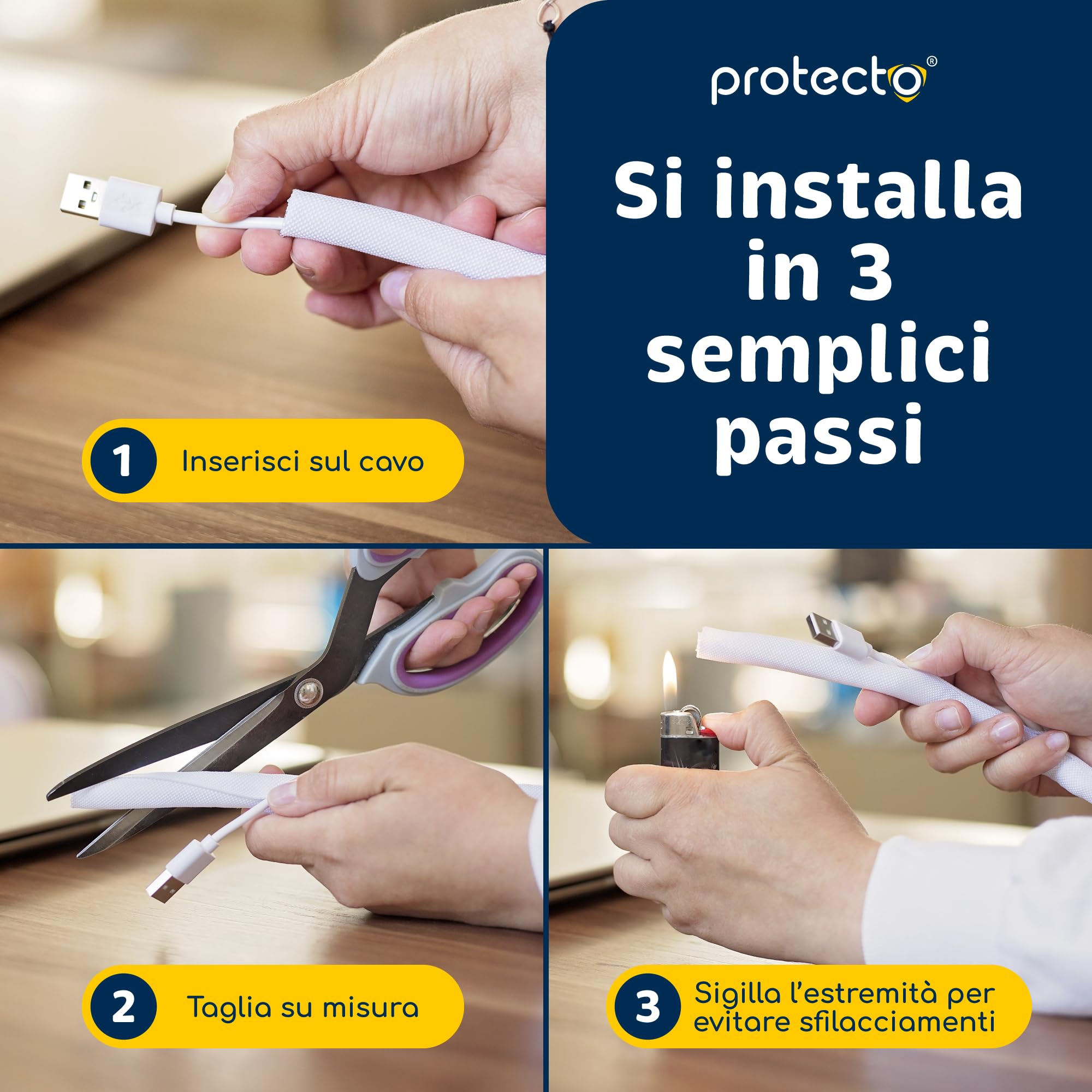 PROTECTO Protezione per cavo resistente per cani e gatti, diametro 1,27 cm, 3 m, facile da usare, per animali domestici, trasparente, inodore, colore bianco, soluzione senza masticazione