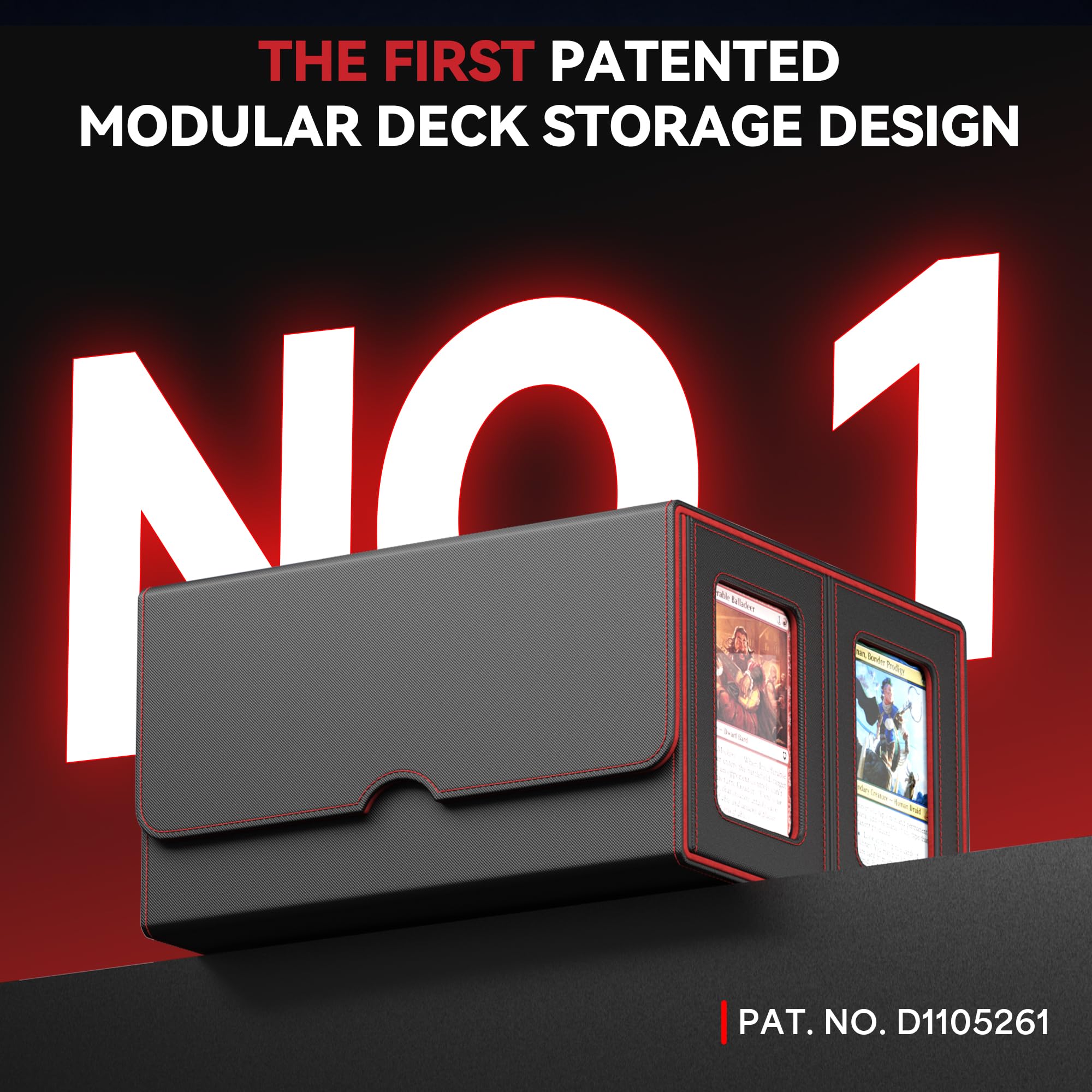 Scatola porta mazzi per MTG con display Commander, scatola per carte 5 in 1 adatta a oltre 400 carte con doppio sleeve, custodia rimovibile per TCG/carte sportive con vassoio per dadi, 4 porta carte
