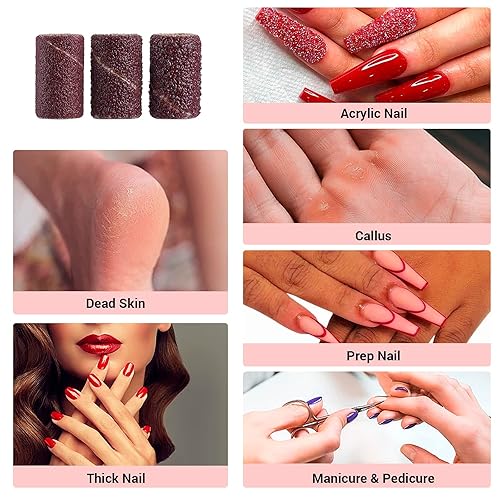 Miniatura 9 de MelodySusie Taladro de uñas profesional de 30000 RPM, alta velocidad, bajo calor, bajo ruido, baja vibración, taladro eléctrico portátil para dar