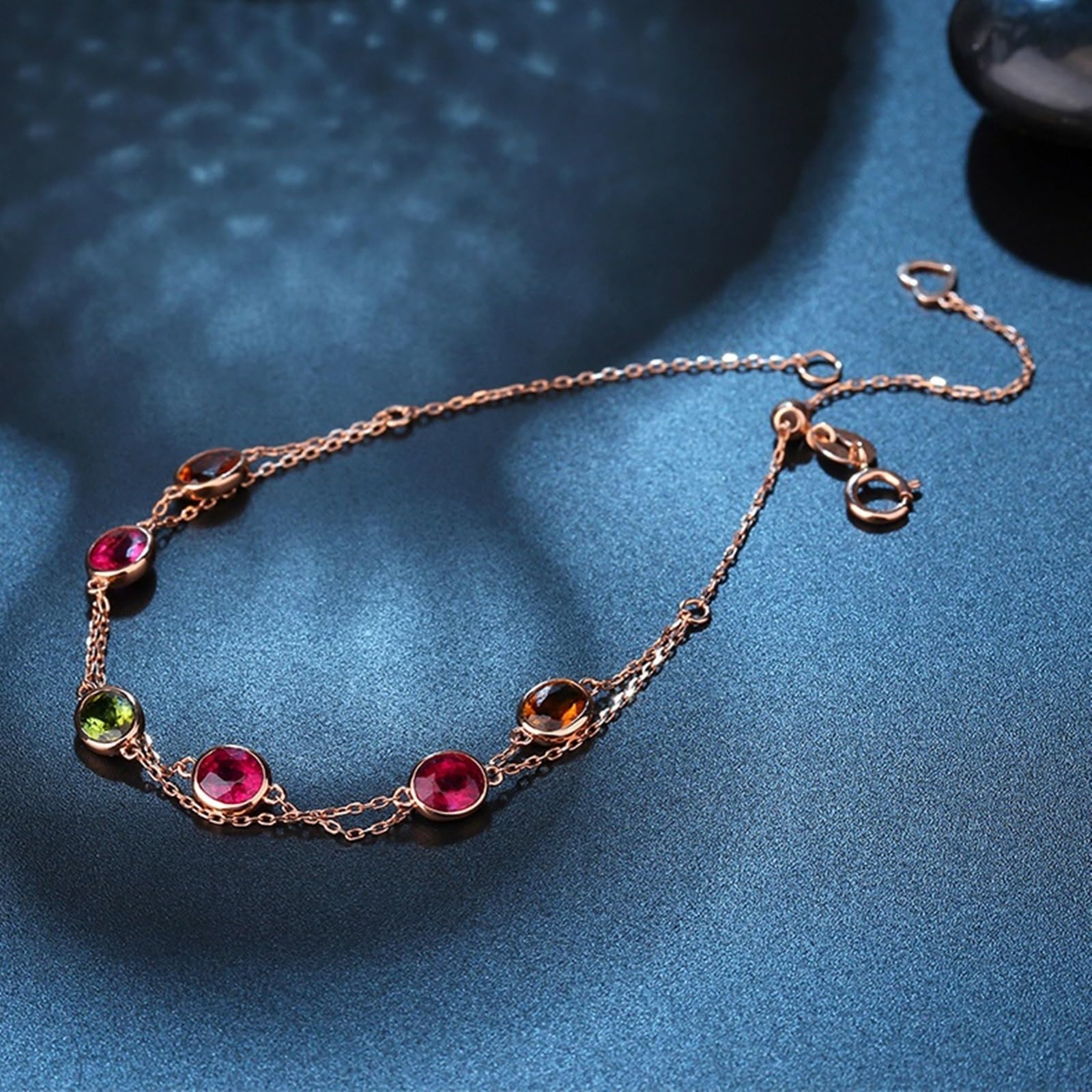 Bracciali Oro Rosa Donna 750/585/375, Bracciale Donna con Tormalina 2ct 16-18 cm Estensione 4 cm, Braccialetti da Sposa Matrimonio