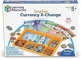 Learning Resources Canadian Currency-X-Change, Pretend Play Money for Kids, Develops Sorting and Money Skills, 211 Pieces, Ages 5+