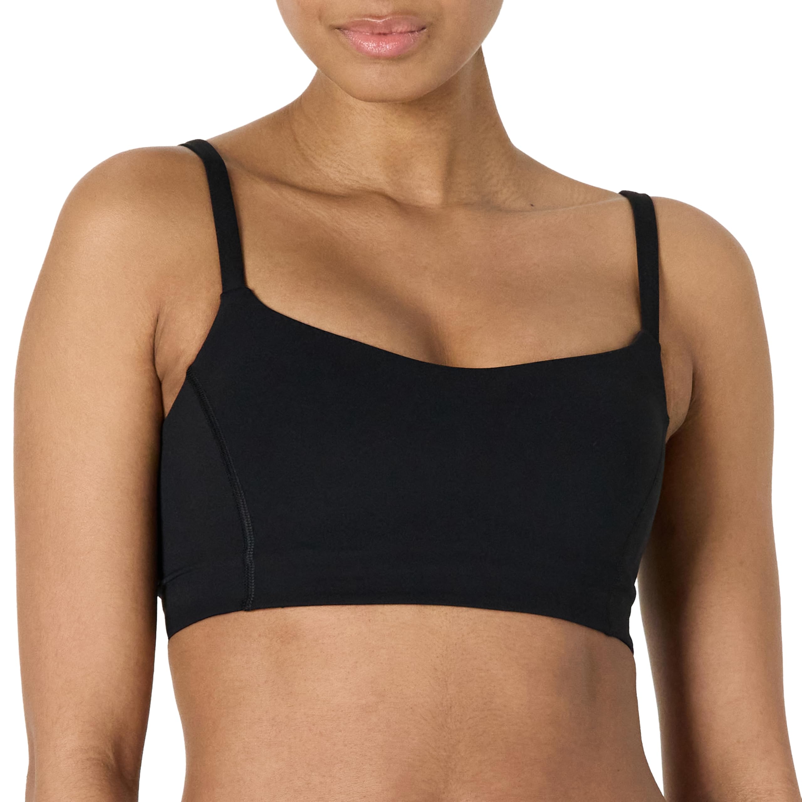 Amazon Essentials Women's Active FormFlex Buttery Soft Light Support Sweetheart Neck Yoga Sports Bra, Black, XL