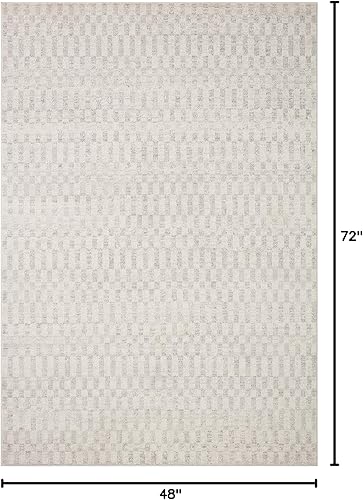 Miniatura 10 de Loloi II Kamala Collection KAM-02 - Alfombra de área de 7 pies y 10 pulgadas x 10 pies, color marfilplateado
