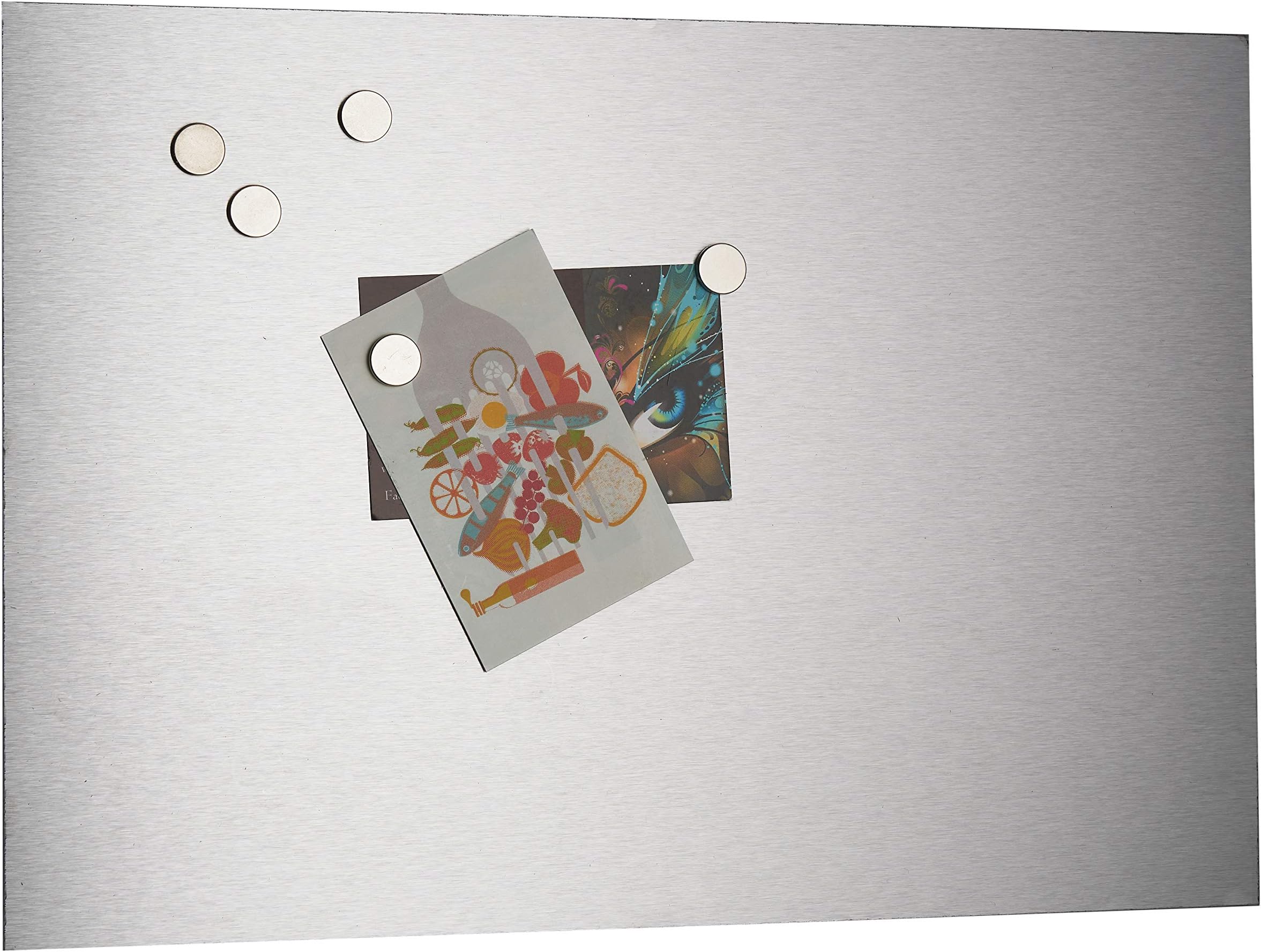 Fire Door Guru® Satin Stainless Steel Magnetic Notice Board/Magnetic Memo Board - A3 (297 x 420mm) - Self-Adhesive