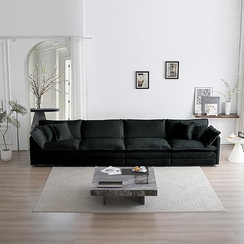 Miniatura 3 de Modular Sectional Sofa U Shaped Couch 5 Seater Convertible with Ottoman, Cloud Couch, L Sleeper Bed for Living Room, Bedroom, Apartment,Black