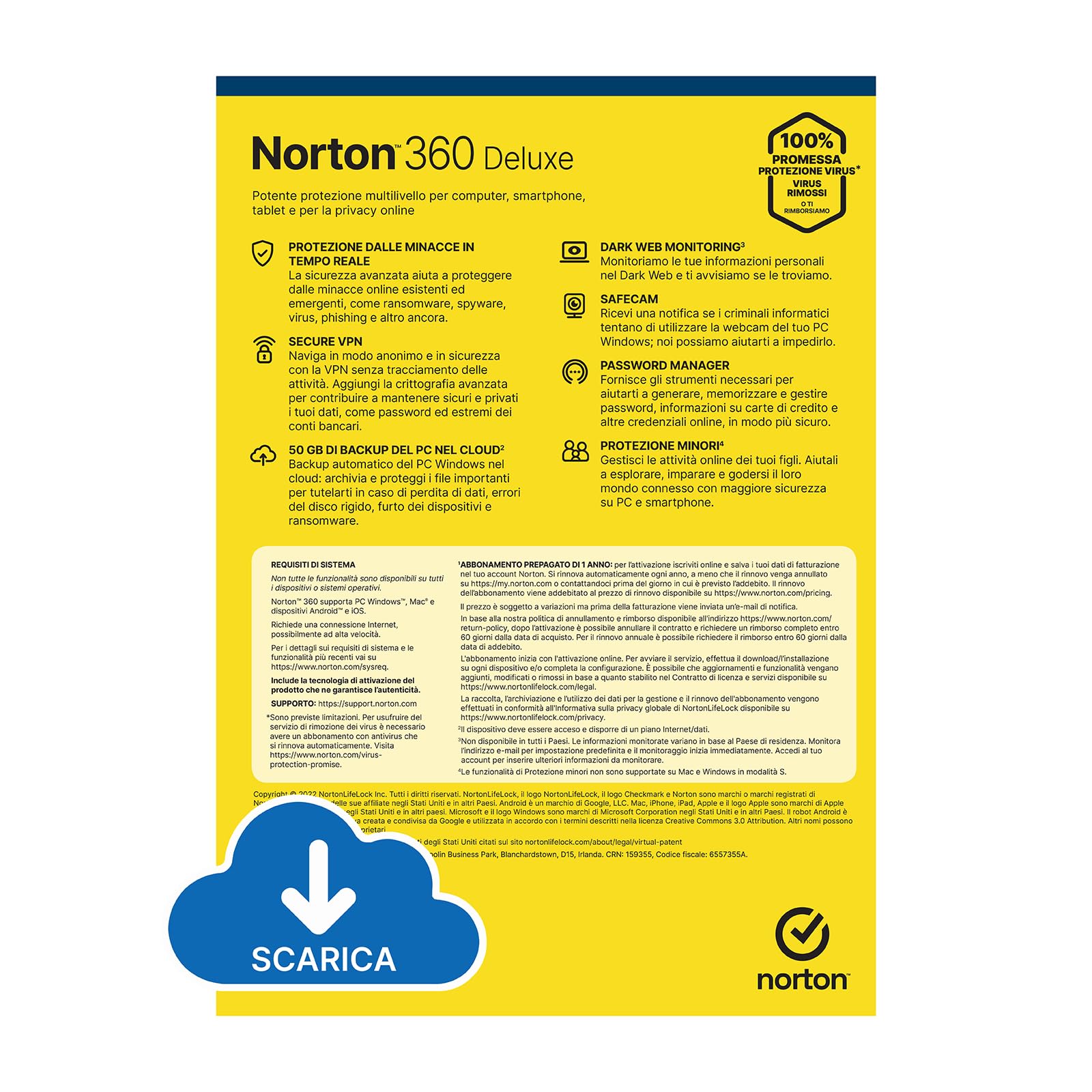 Norton 360 Deluxe 2025| Antivirus 5 dispositivi|1 anno rinnovo automatico|Digital Download