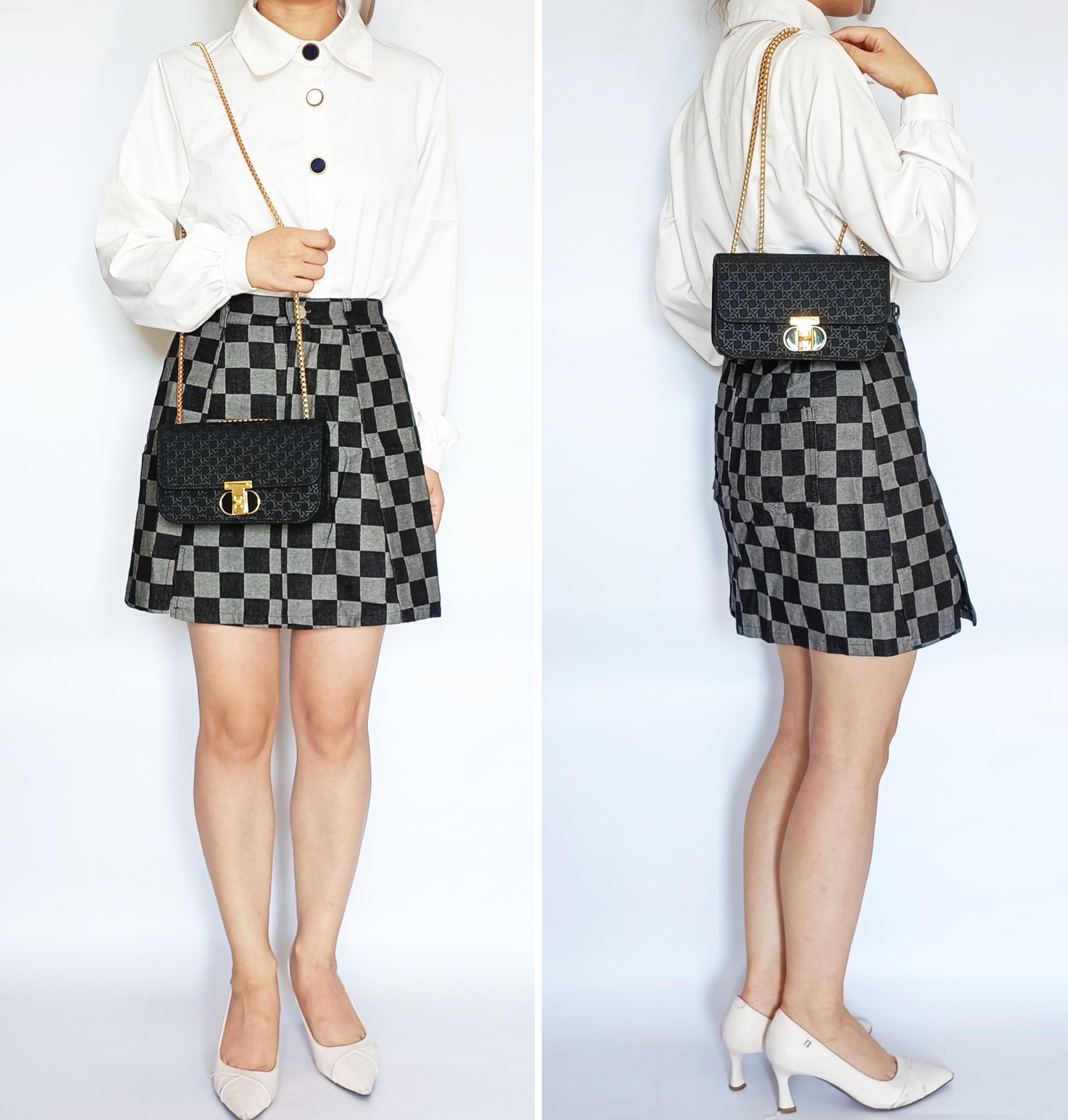 PORT&LOTUS - Mini Bolso De Hombro Para Mujer, De Piel Sintética