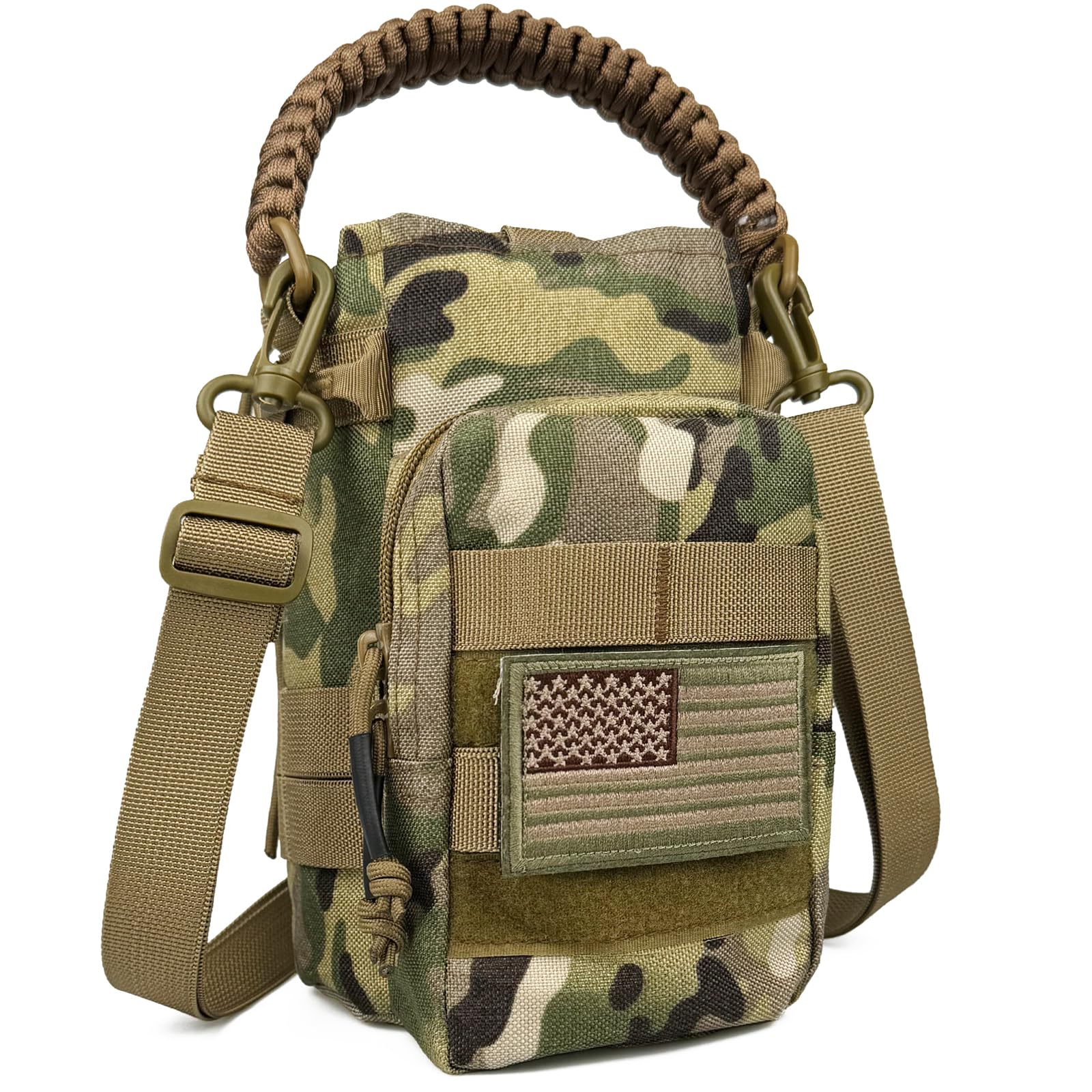 DEFUNX Water Bottle Sleeve - Water Jug Holder with Strap Cross-Body Bottle Carrier with MOLLE System Tactical Military Style Bag