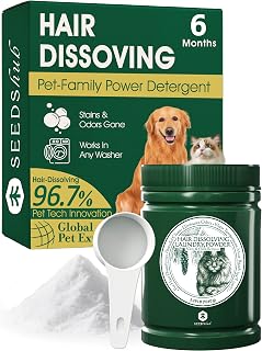 Pet Hair Remover for Laundry - Dog & Cat, 96.7% Hair Dissolution, Detergent + Stain Remover, 6-Month Supply, HE/Top/Front-Load Compatible, Removes Residue & Odors, Septic Safe