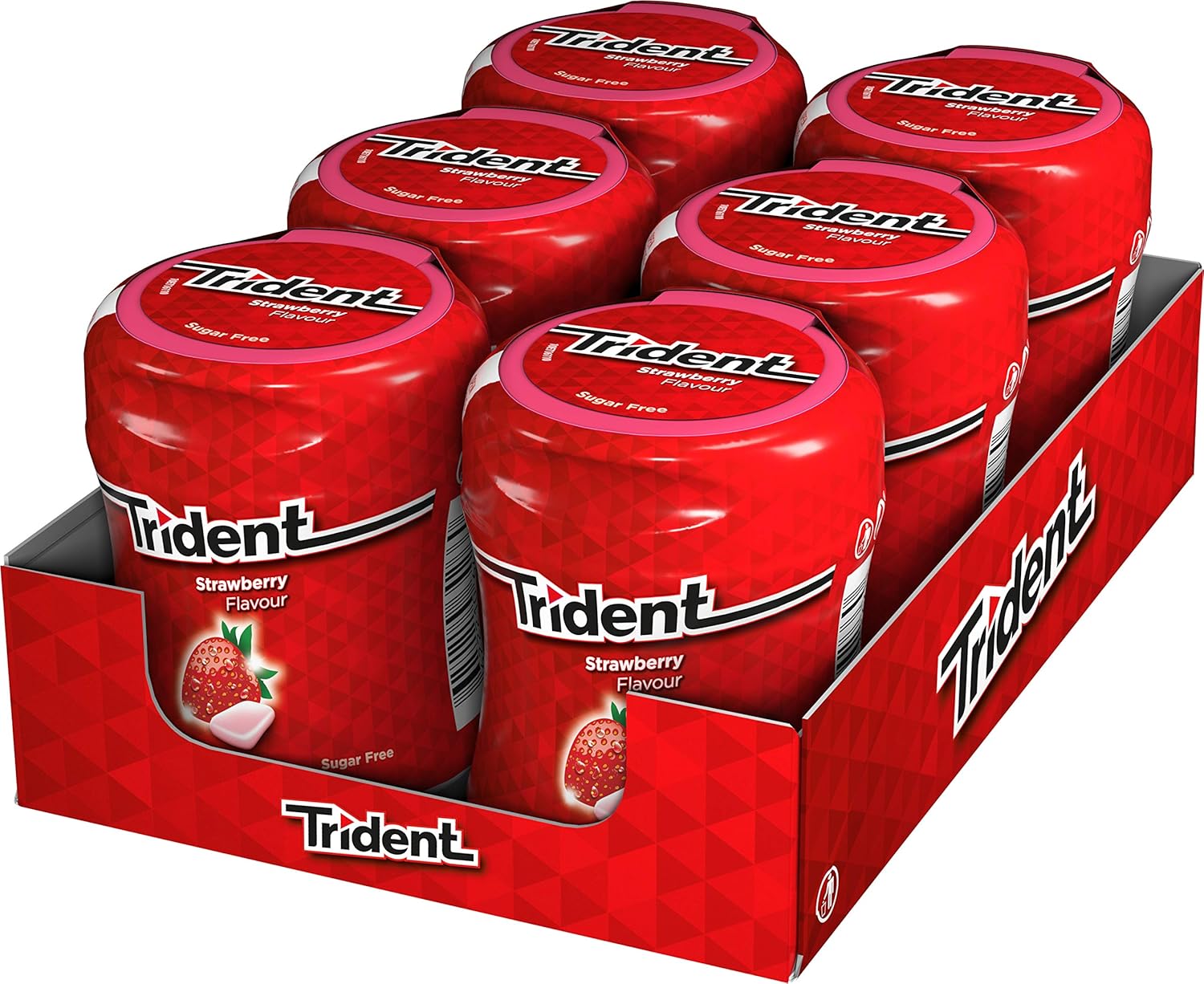 Trident Fresh Bottle Fresa- Chicles sin Azúcar con Sabor a Fresa - 6 Botes de 82,6 g