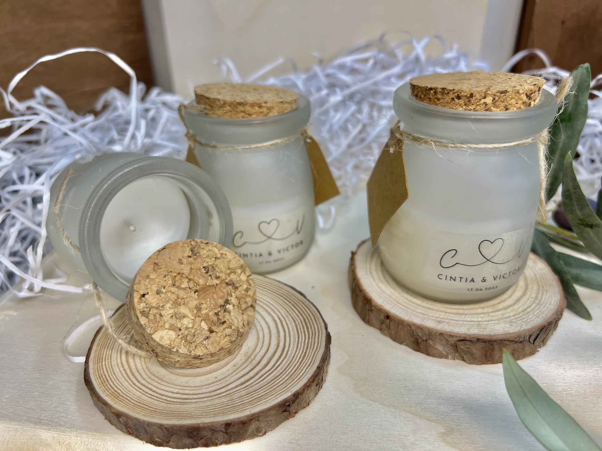 Uvimark | Detalles de Boda, Comunión, Bautizo | Set de 12 Velas Aromáticas enTarro Personalizadas | Velas Perfumadas Personalizadas