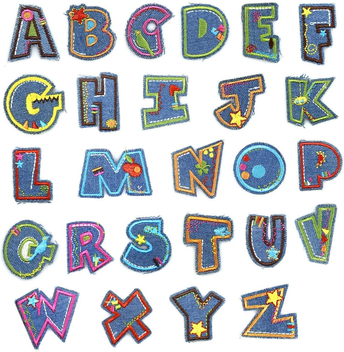 Iron on Patches Letters 26pcs A-Z Alphabet Patches Embroidery Iron Patches DIY Accessory Iron On Sew On Patches Badge Applique for Hat Jeans Jackets Backpacks