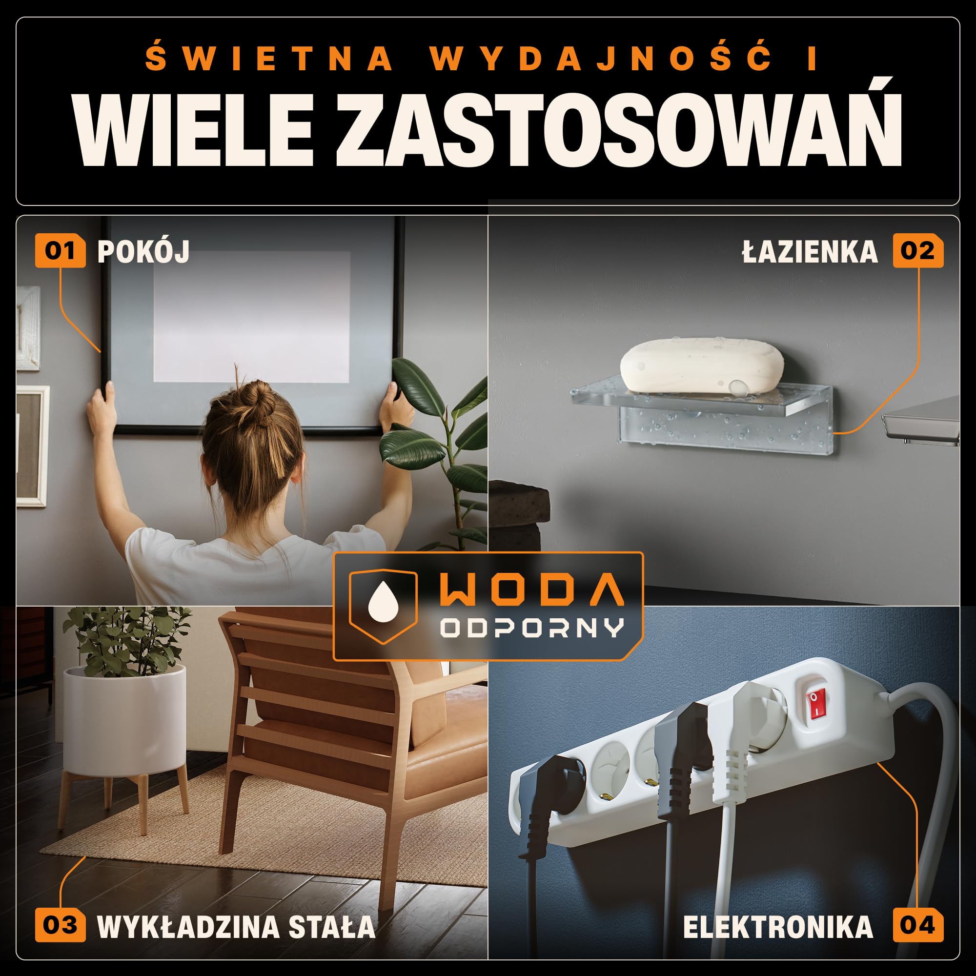 BAURIX® Taśma dwustronnie klejąca [2 m] - Bardzo mocna taśma dwustronna - Zmywalna Silikonowa Nano-Taśma Przezroczysta - Uniwersalna mocna taśma dwustronna