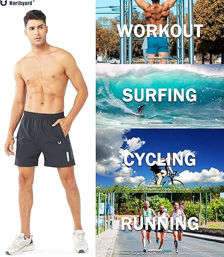 Miniatura 5 de NORTHYARD - Pantalones cortos deportivos para correr para hombres, ligeros, de secado rápido, 7, 5 o 9 pulgadas, para senderismo, deportes, gimnasio