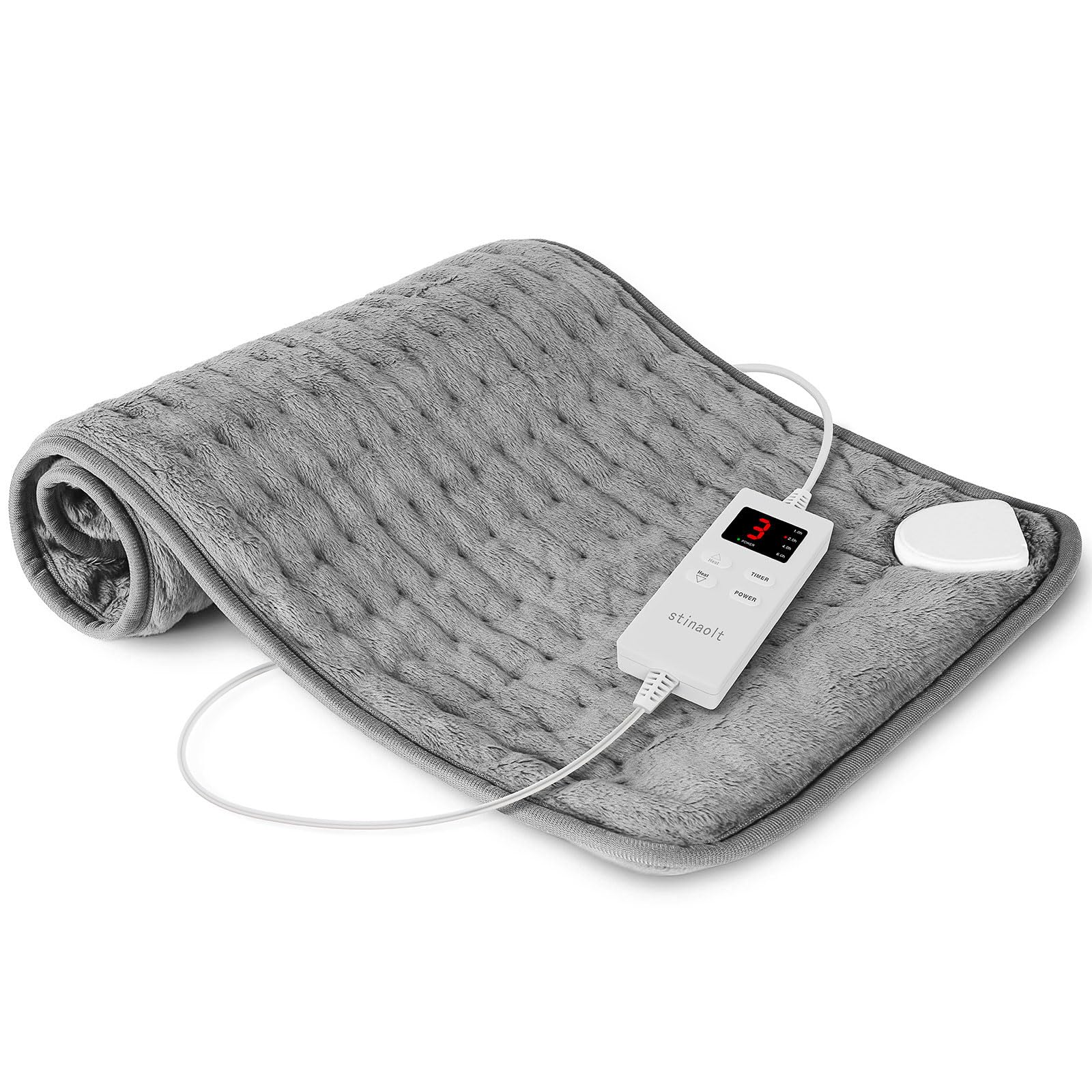 Heating Pad for Back, Heating Pad for Period Cramps with 6 Heat Settings, Electric Heating Pads for Neck and Shoulders, Christmas Gifts for Women, Men, Silver Gray