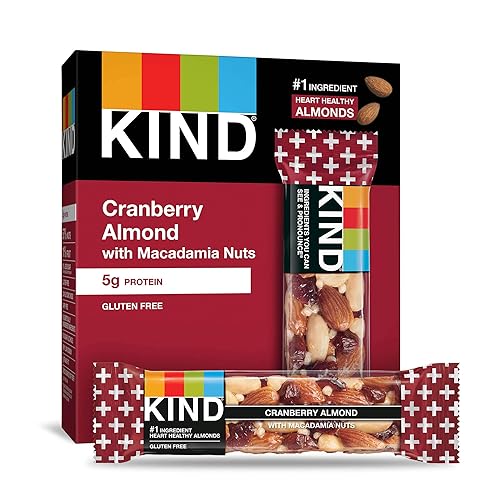 KIND - Barras de nueces, arándanos y almendras, de 1.4 onzas, libres de gluten, bajo índice glucémico, 0.18onzas de proteína, 60 unidades