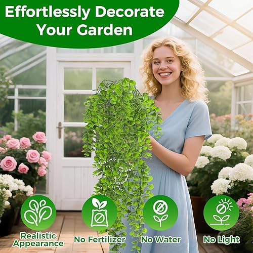 3PCS Fake Reptile Plants - Lifelike Artificial Eucalyptus Plant with 69 Green Leaves, Fake Hanging Plants for Bearded Dragon Lizard Snake Hermit Crab Habitat Decorations(31.5 Inches)