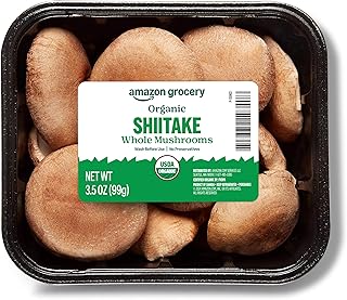 Amazon Fresh Brand, Organic Whole Shiitake Mushrooms, 3.5 Oz