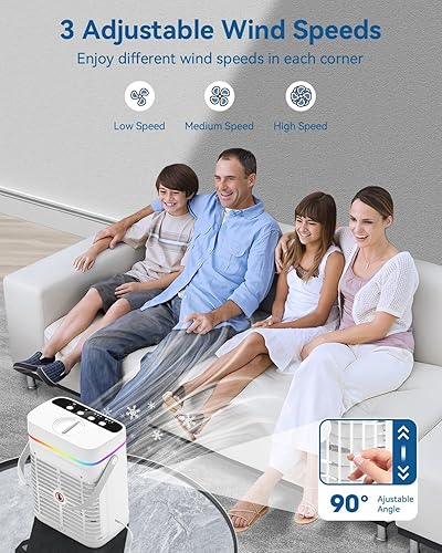 Miniatura 3 de Aire acondicionado portátil, mini aire acondicionado portátil de 42.3 fl oz, ventilador de refrigeración de aire con 3 velocidades y temporizador de