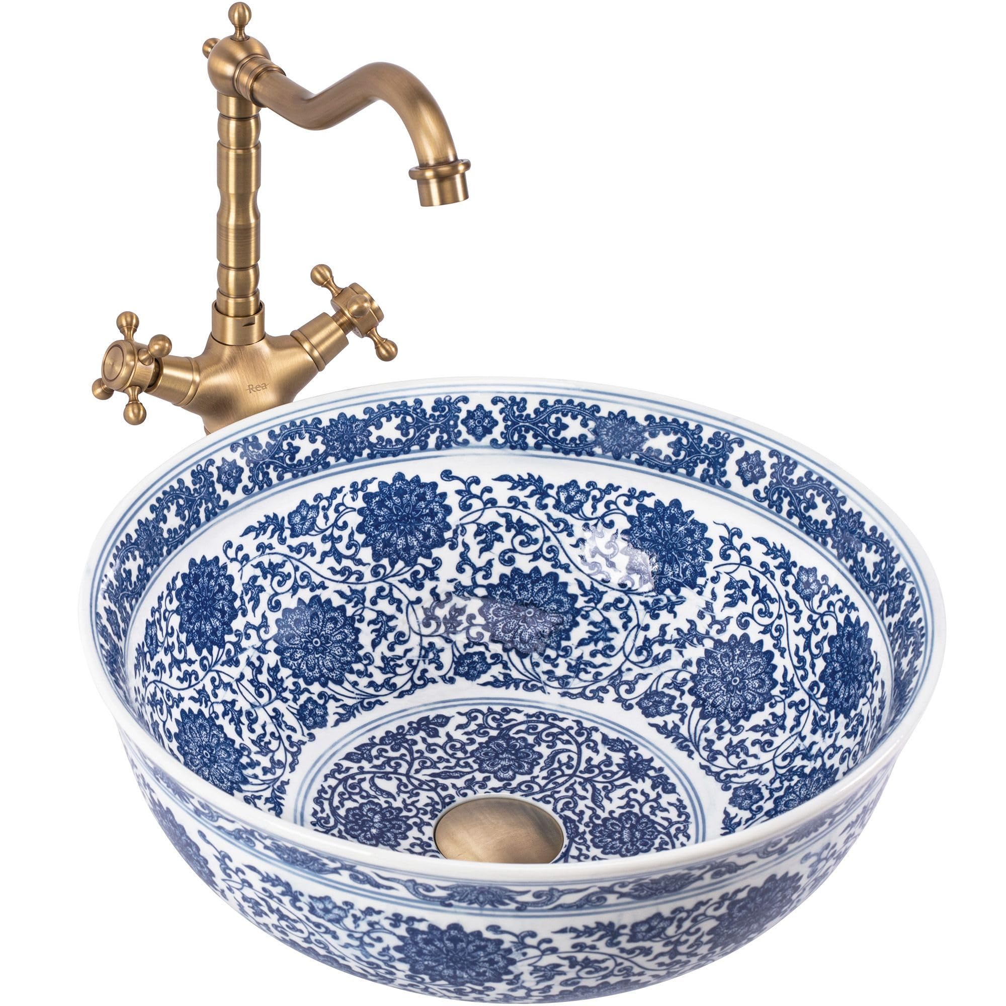 Rea Aufsatzwaschbecken Waschtisch Handwaschbecken Bad Waschschale Waschbecken für Badezimmer 415 x 415 x 165 mm Keramik (Zeichnung)