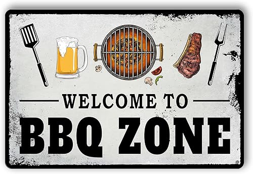 Letrero de lata vintage para barbacoa, letreros de metal para parrilla, letreros y decoración para barbacoa al aire libre, letrero de hojalata de