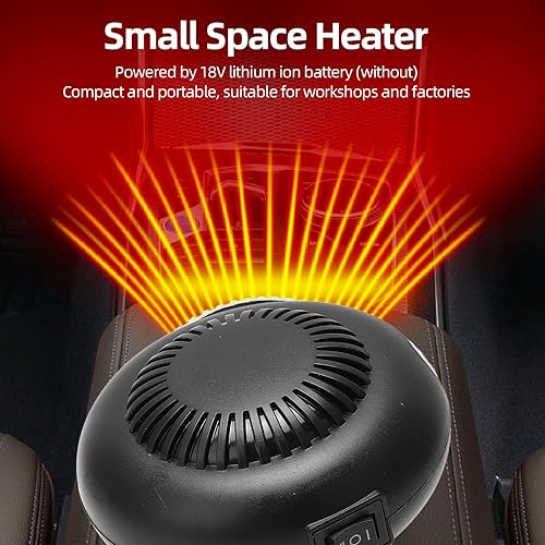 Miniatura 2 de Calentador de espacio pequeño, calentador de batería de 170 W, 2 engranajes, 18 V, calentador eléctrico, calentador de batería portátil para BL1815