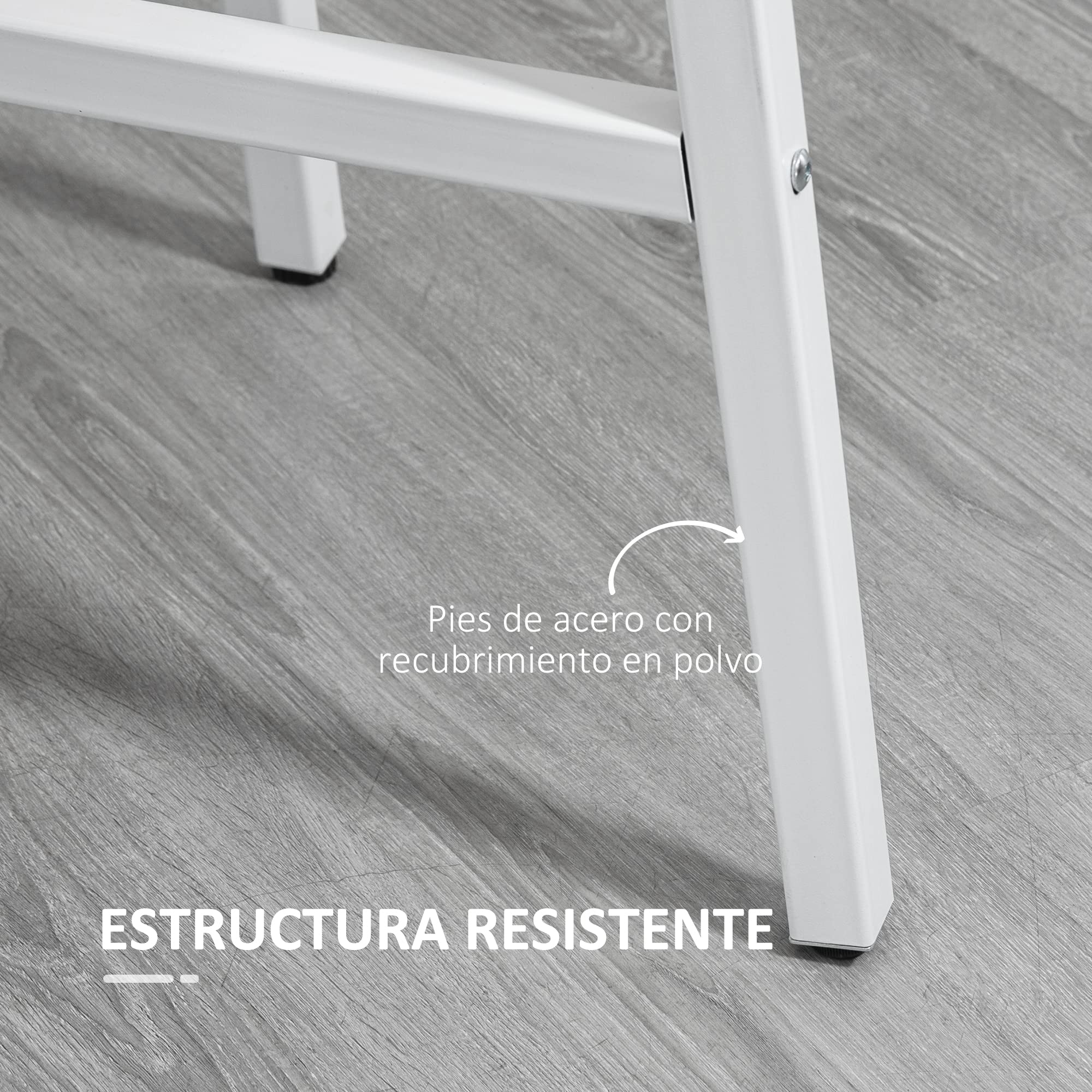 HOMCOM Mesa de Comedor Redonda 4 Personas Ø80x76 cm Natural y Blanco | Mesa de Cocina, Patas de Acero, Salón, Oficina