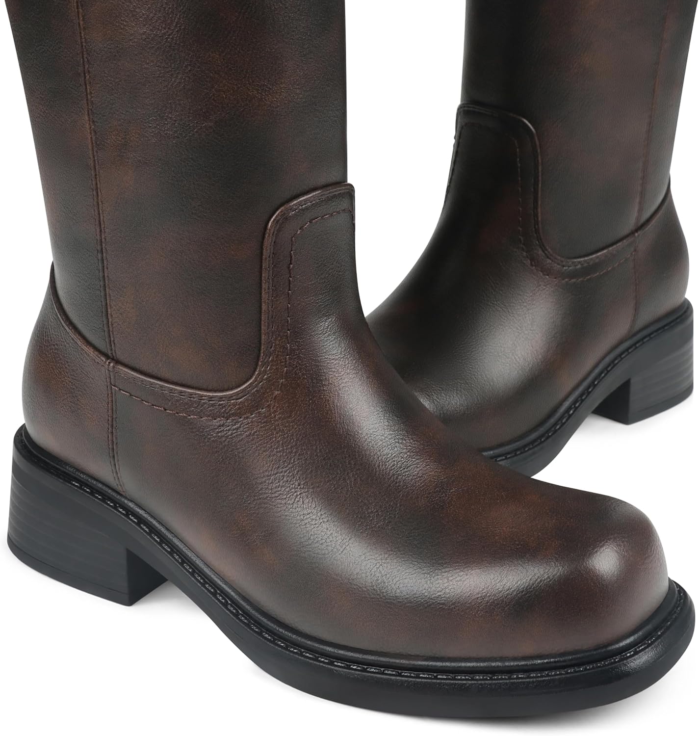 COLETER Women's Knee High Boots Chunky Block Low Heel Square Toe Side Zipper Tall Boots Comfort Fall Winter Long Boots - Image 5