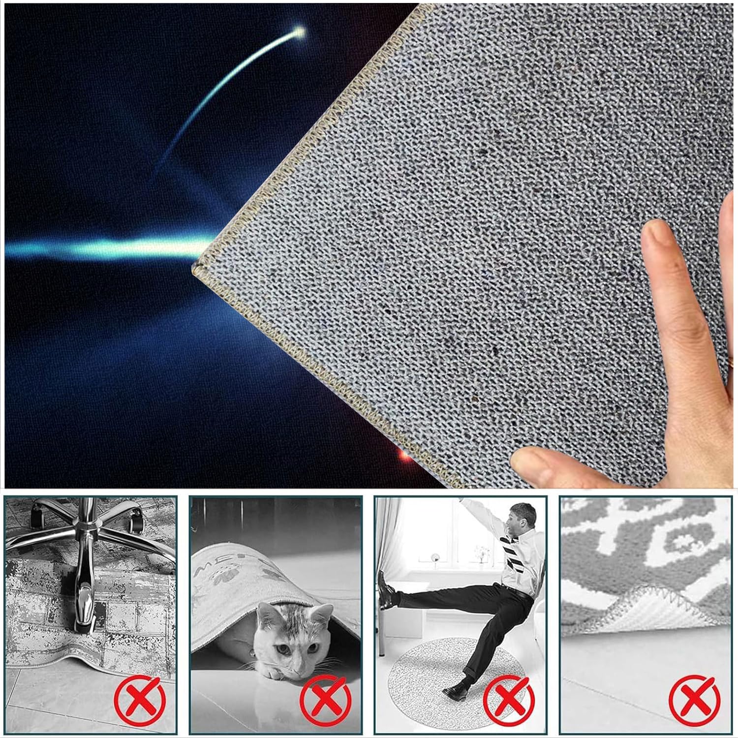 Tapis de chaise de jeu pour moquette et parquet - Antidérapant - 120 x 150 cm - Protection de sol lavable pour chaises roulantes - Idéal pour la maison et le bureau