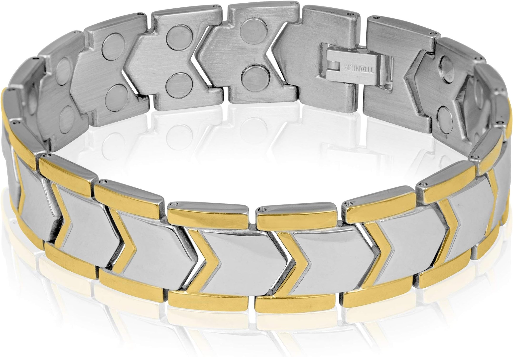MAGNAZ Yellow Golden Titanium Plated Bio Magnetic Therapy Bracelet for Men and Women