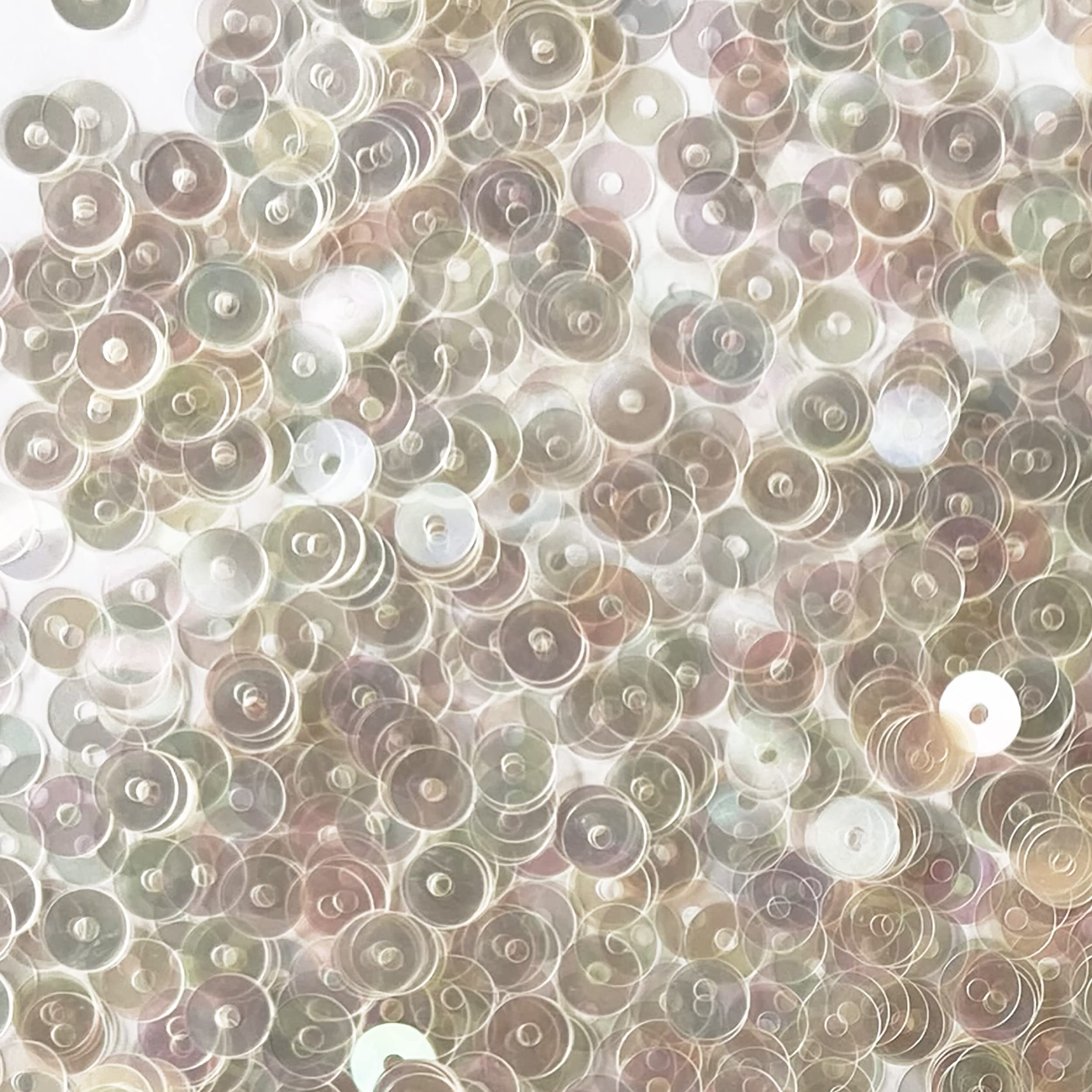 6mm Flat Sequins Clear Pink Warm Hue Super Shiny Crystal Rainbow Iris Medium Hole Made in USA