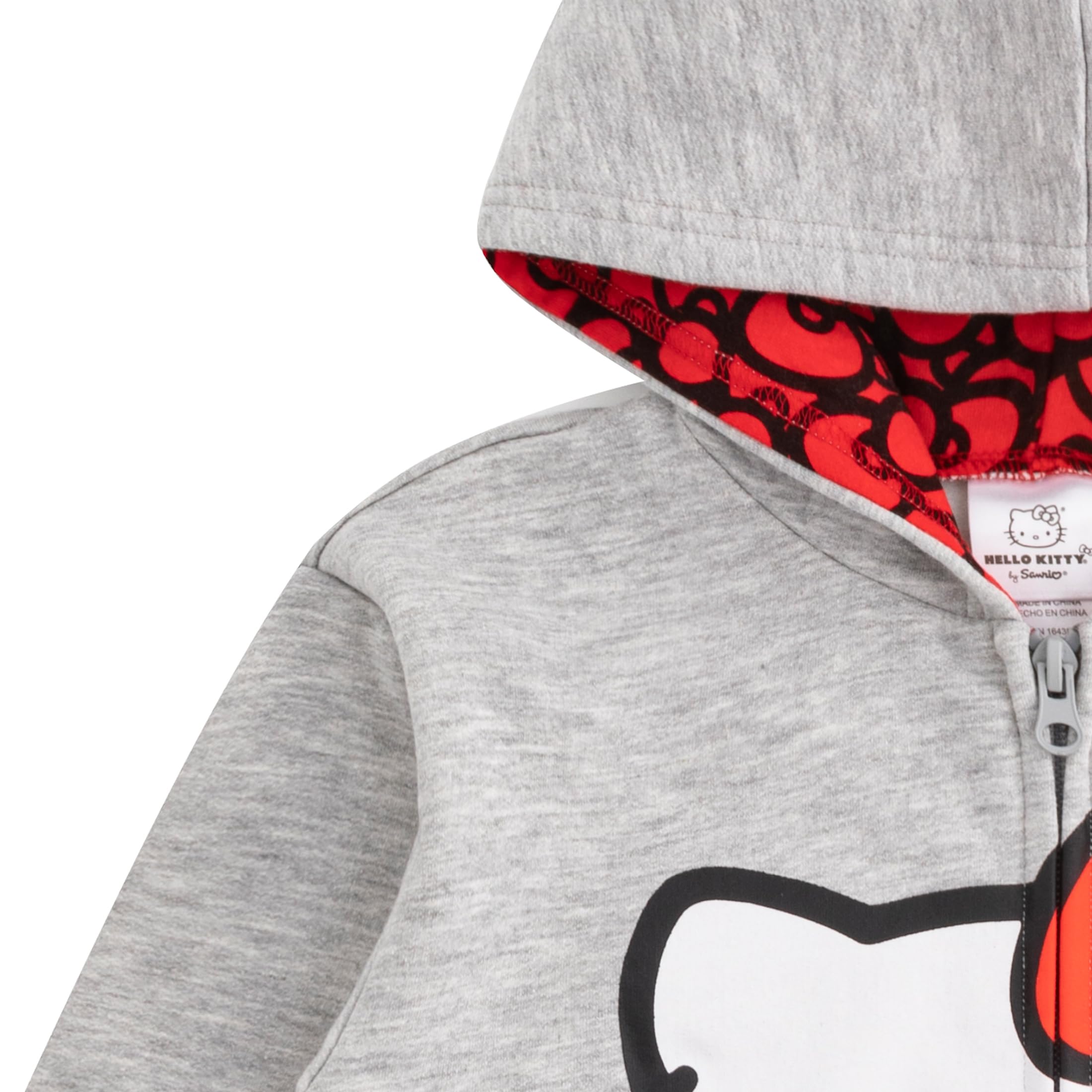 Hello Kitty Felpa con cappuccio e zip per bambini, per bambini, bambini piccoli e grandi, colore: grigio