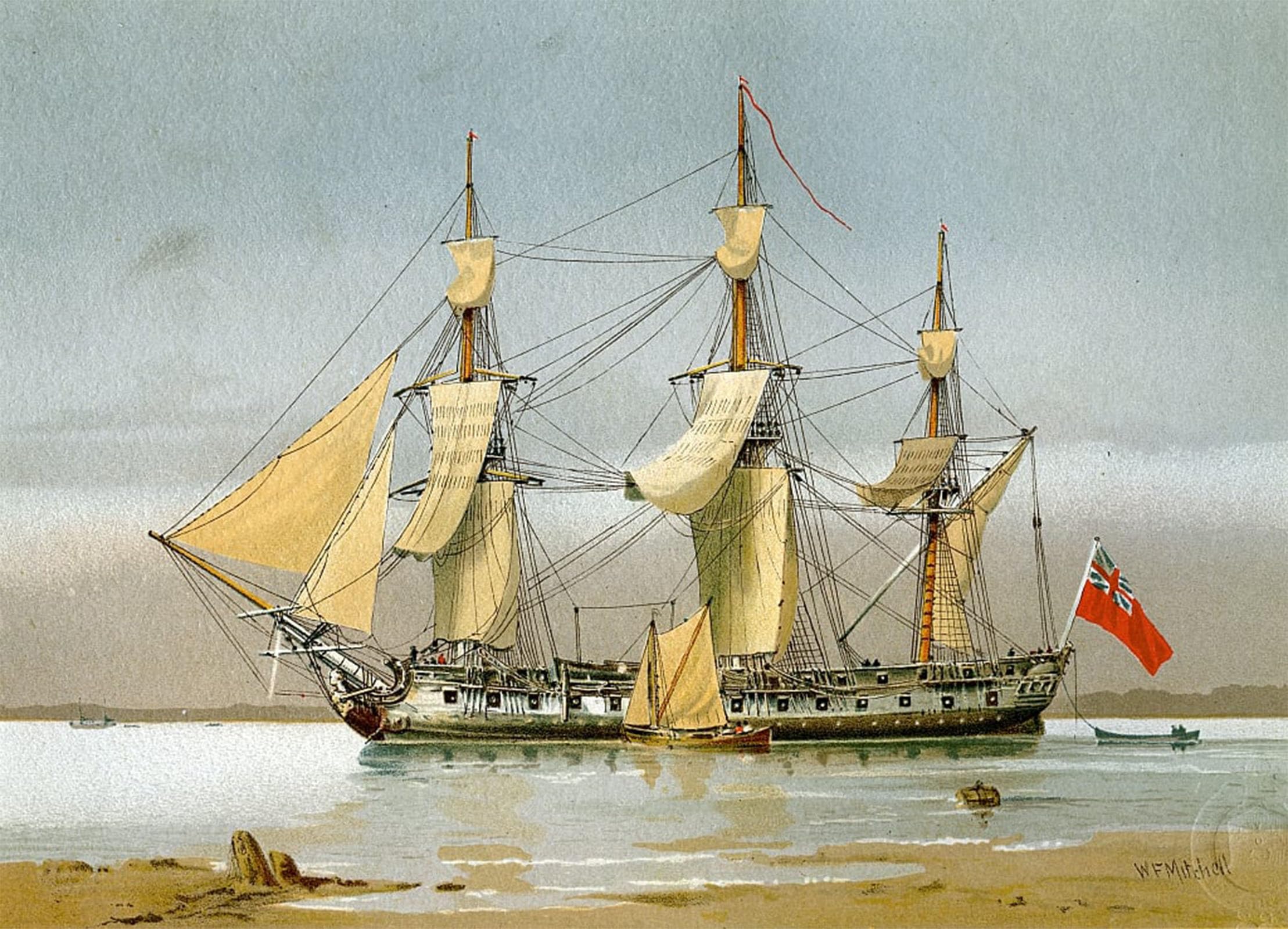 ARTXLXXBN Famous Painting Canvas Artwork Graffiti Print a Royal Navy Frigate by William Frederick Mitchell Portrait Canvas Image for Home Decor 60x90cm