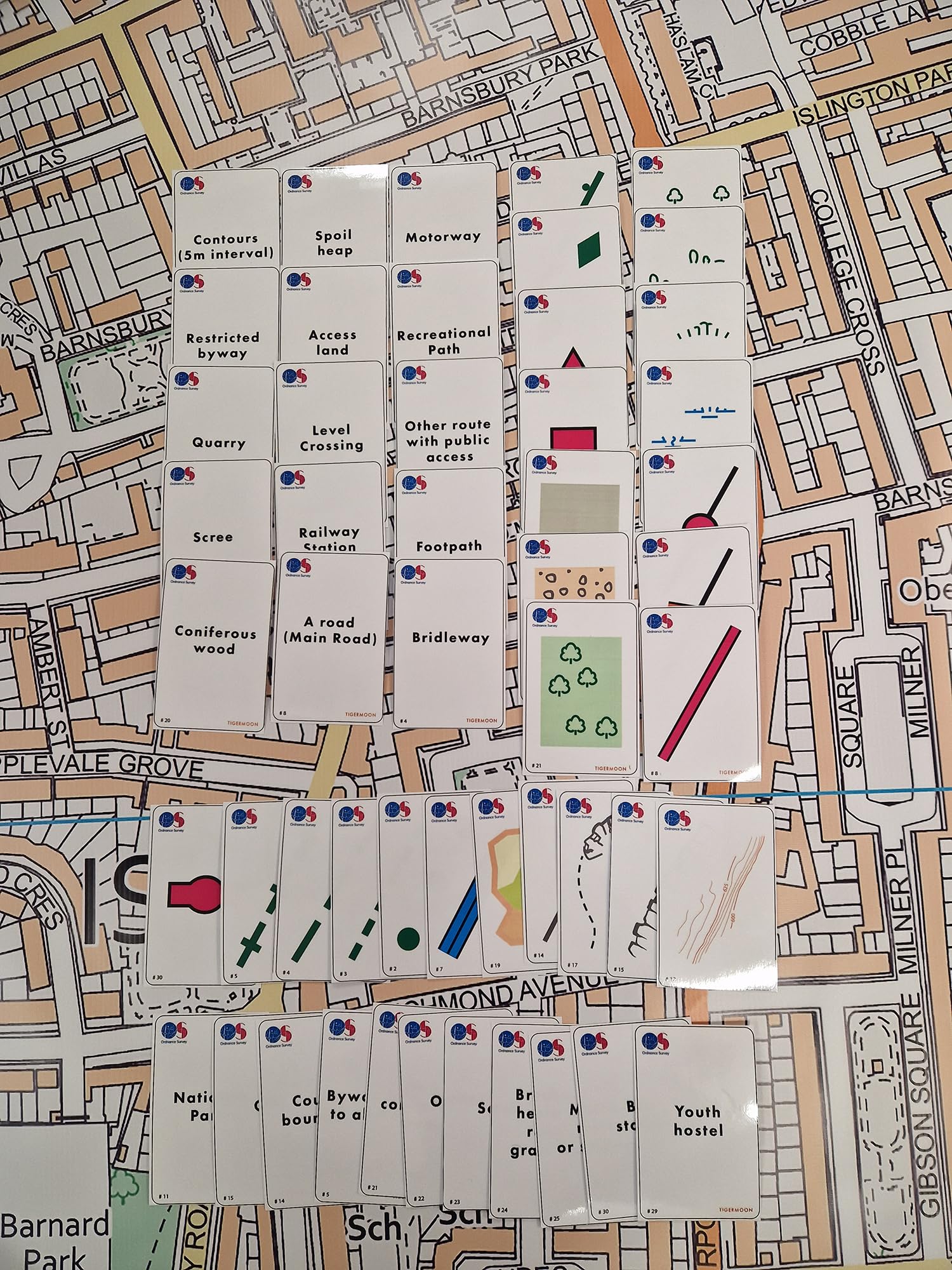 Ordnance Survey Symbols Flash Cards - Pack of 180-1:25k Scale - Teach & Learn Geography - Your Local Area - Paper Laminated - Size A6 10.5 x 14.8 cm