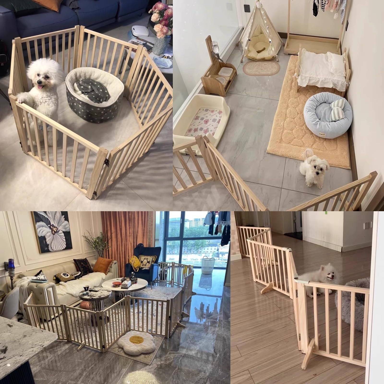 Corral para Perros, Parque Perros pequeños, Interior for Mascotas，Patio de Juegos para Gatos, Conejos y Hurones, Jaula Modular Transparente, con Paneles antiescalada(43cm/16.9in,1 Piece)