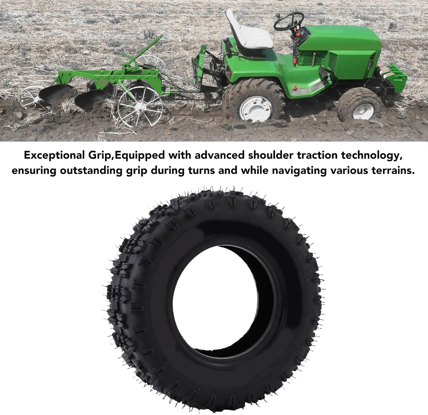 Luocute 4.10-6 Tubeless Tire, Non Slip Snow Blower Tire for Go Kart ATV Quad