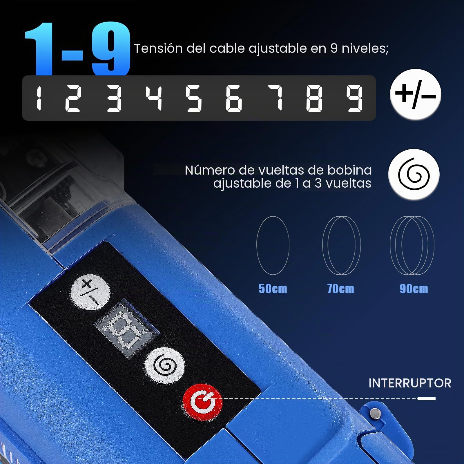 NEWTRY 20V Atadora Alambre de Ferralla Automática Cerradora para Barras de Acero de 0,3 a 1,33 Pulgadas (7~34 mm), con 2 piezas. 2.0 Ah Batería y Cargador