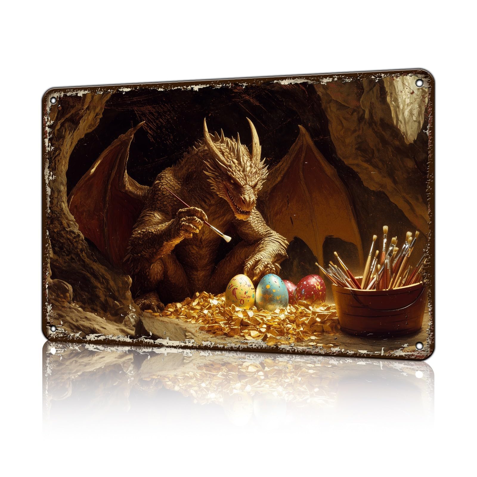 Anceky Dragon Tin Sign Vintage Animal Sign Aluminum Metal Sign Wall Decor for Yard Outdoor Farmhouse Kitchen Home 12×8 Inch