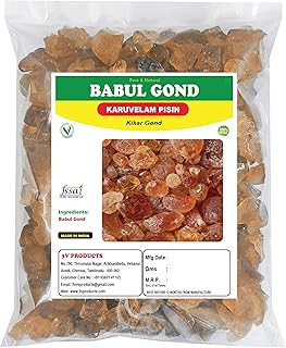 3V PRODUCTS Babul Gond - Karuvelam Pisin - Kikar Gond - Babool Gond - Acacia Gum - Arabica Gum (Wild) 50g