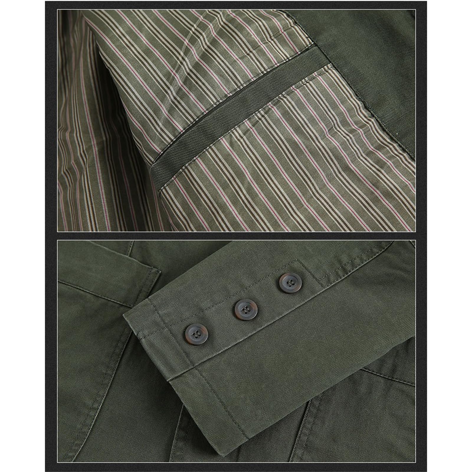 Chaqueta de Traje de algodón Lavado Casual Retro de 3 Botones para Hombres Chaqueta de Trabajo Ligera Chaqueta Deportiva