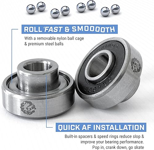 Miniatura 3 de Fireball Dragon - Juego de 8 rodamientos para patineta rápida 608, para patinetas en línea y patines de ruedas, rodamientos para patineta