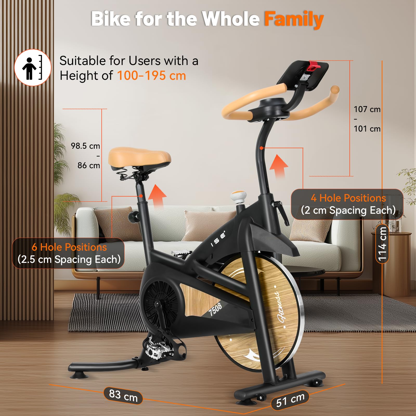 ISE Rower domowy z regulowanym oporem magnetycznym, cichy rower z monitorem LED, uchwyt na tablet, do treningu kardio w domu, do 130 kg