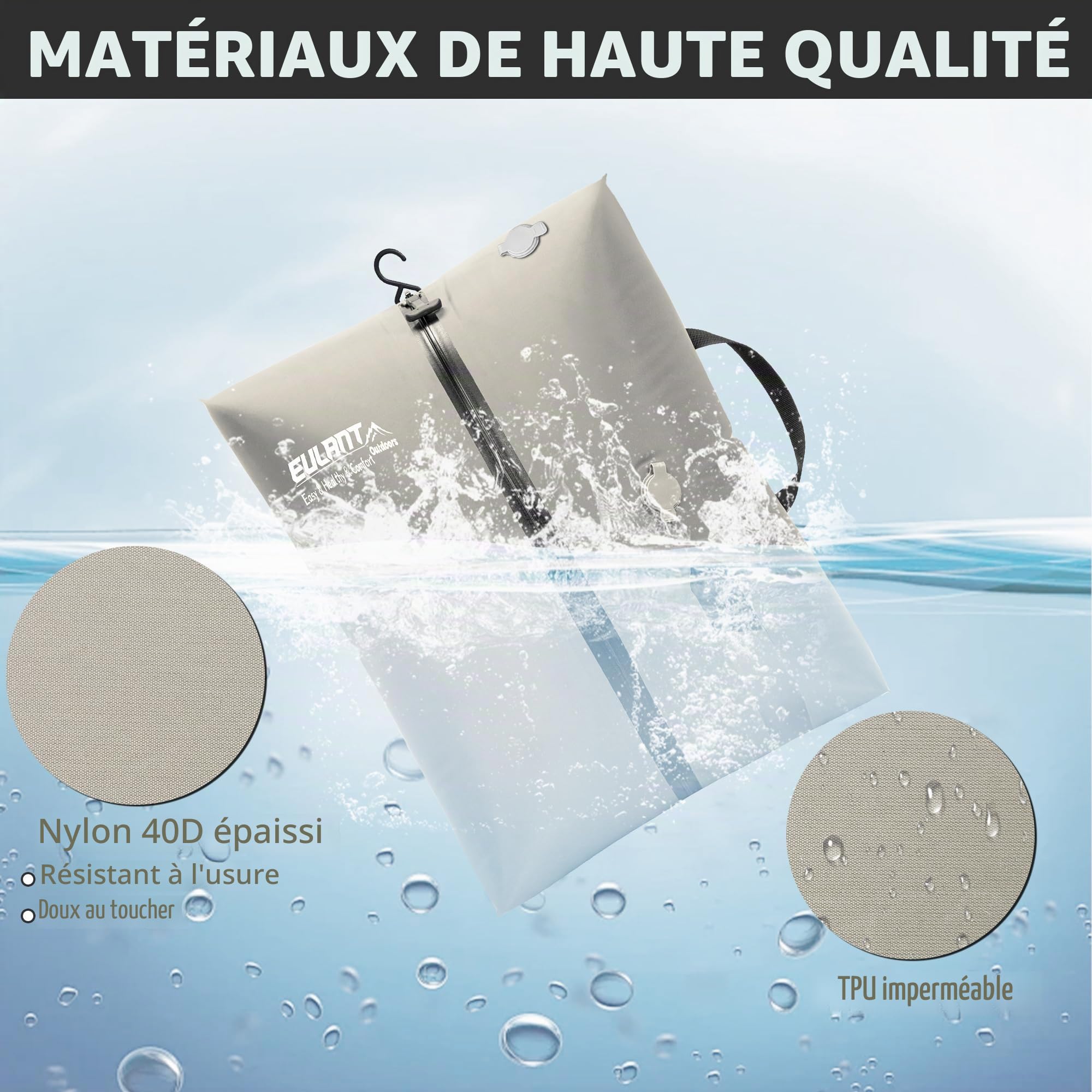 EULANT Réutilisable Sac Compression Sous Vide pour Voyage,TPU Sac de Compression avec IP67 D'étanchéité Zip,Imperméables Sac Voyage Sous Vide Cubes D'emballage Etanches pour Valise Bagage Sac à Dos