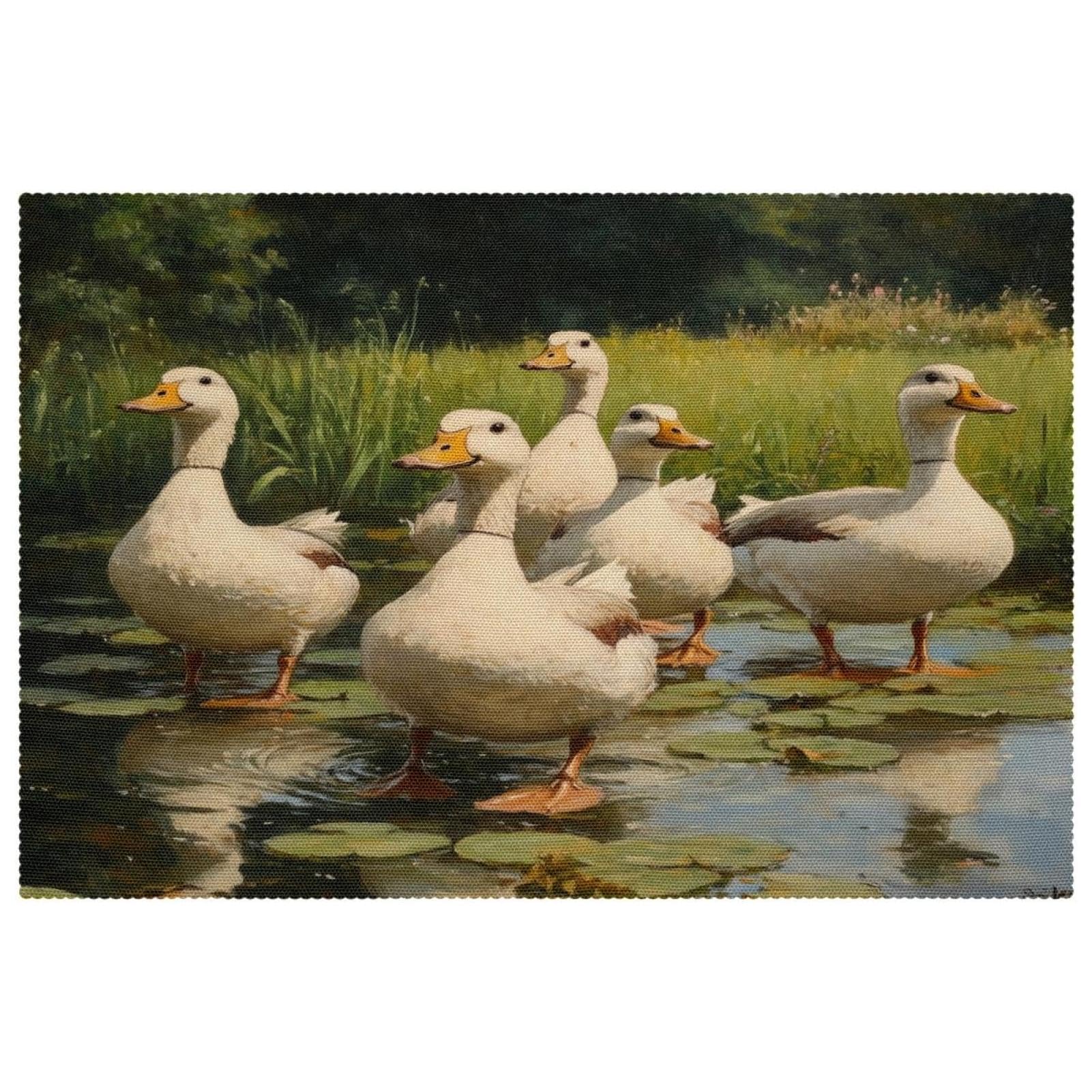 Set de table lot de 6 motif canard blanc 30x45cm antidérapant pour repas en famille