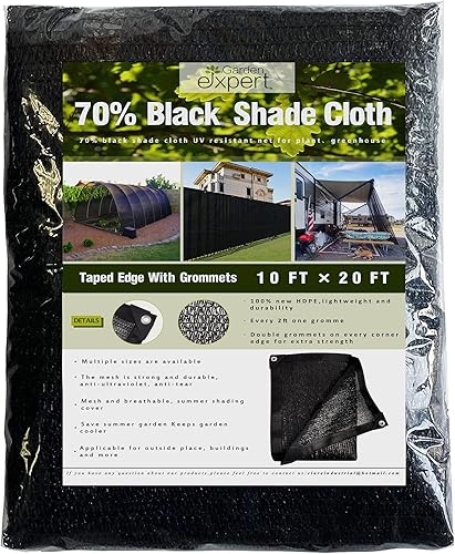 Miniatura 7 de Garden expert Tela de sombra 75 % color negro, 10 x 20 pies, borde sellado con ojales, malla de red solar para jardín, patio, patio trasero,